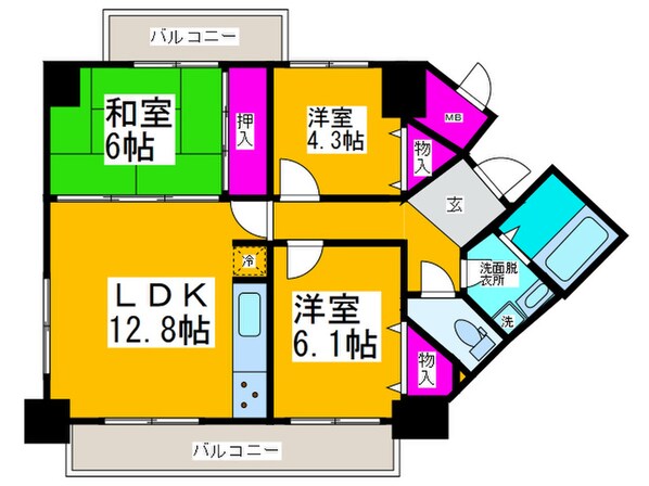 グランブルー宿屋町の物件間取画像